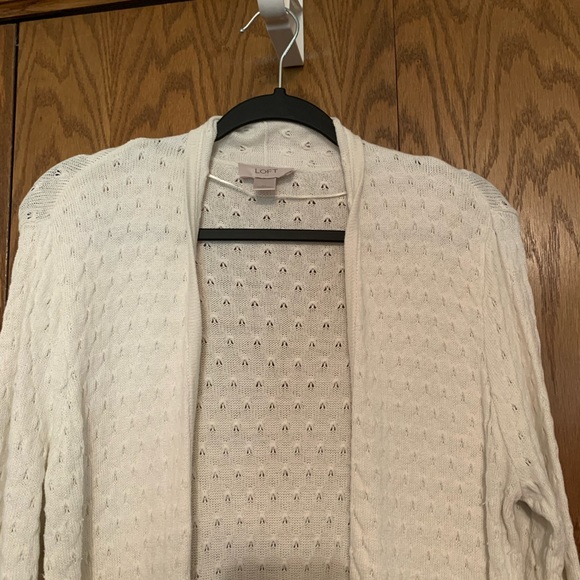 Loft Open Front Cream Cardigan Sweater Size XL - Picture 4 of 8